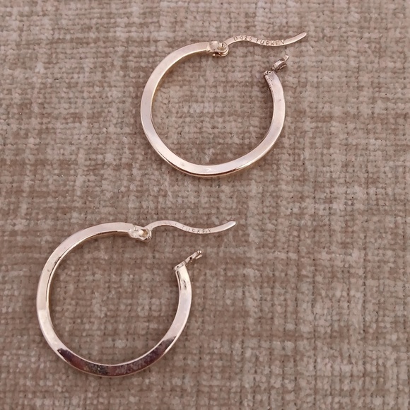 Gold Covered Wavy 925 Silver Hoop Earrings - Picture 2 of 8